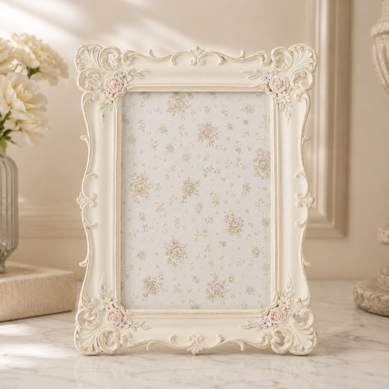 Finest Obituaries | Baroque Picture Frame 13 x 18 cm – White