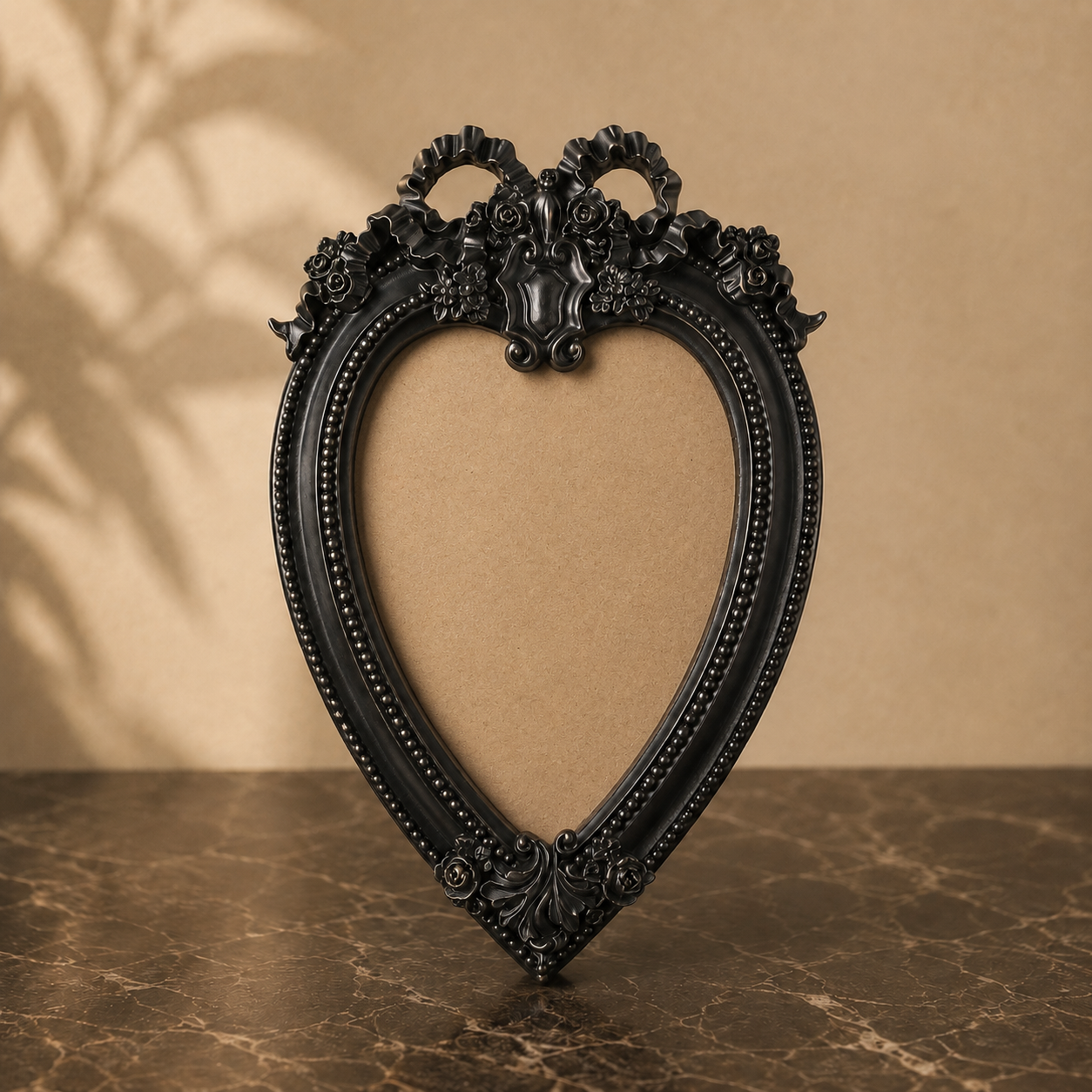 Finest Obituaries | Baroque Picture Frame, Heart Shape, 14×2 ×22 cm - Black