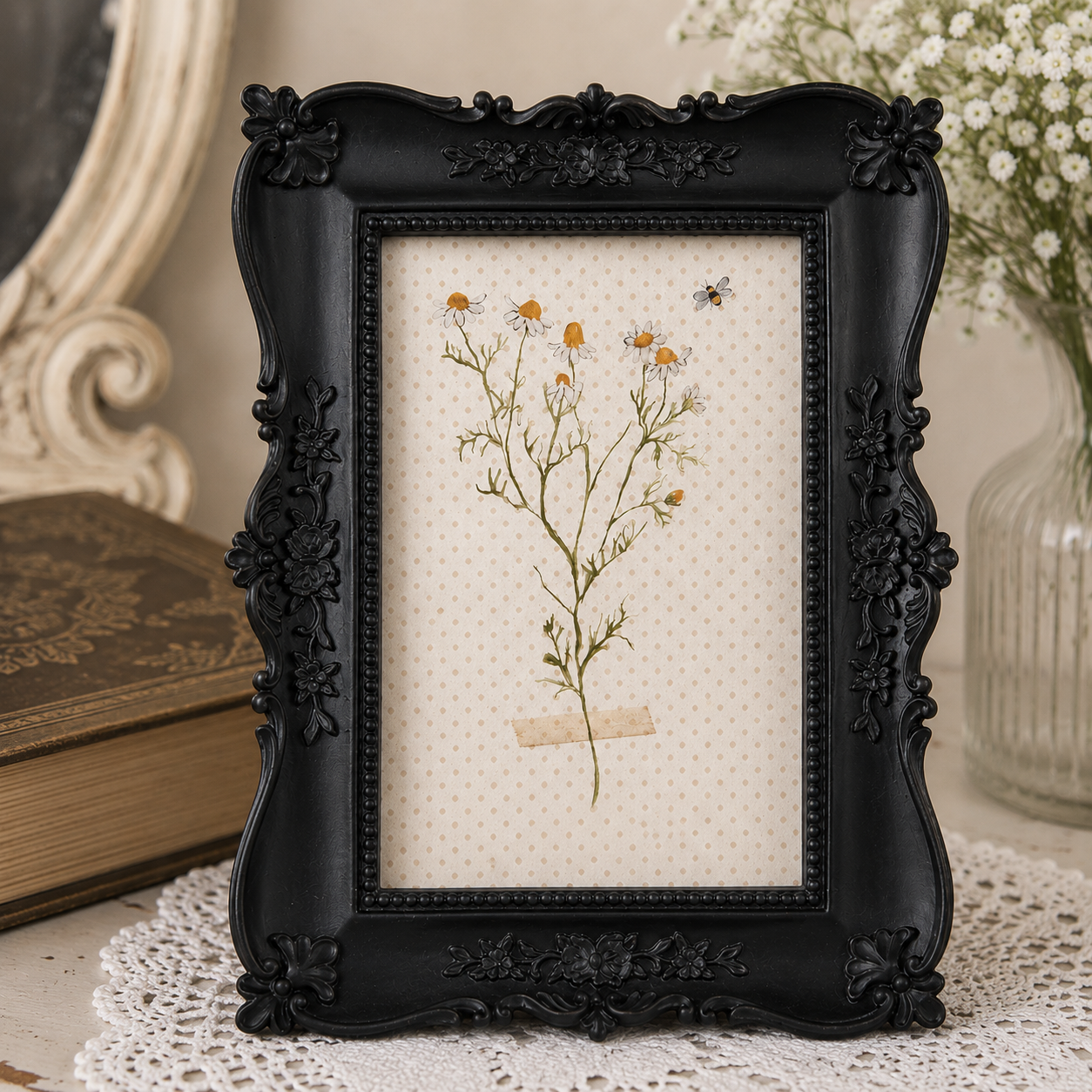 Finest Obituaries | Baroque Picture Frame 15×2×20 cm - Black