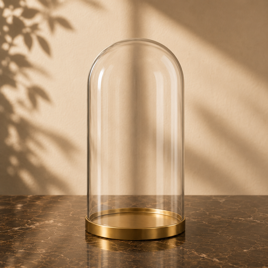 Finest Obituaries | IKEA BEGÅVNING Glasglocke mit goldenem Teller – klein, 20 cm