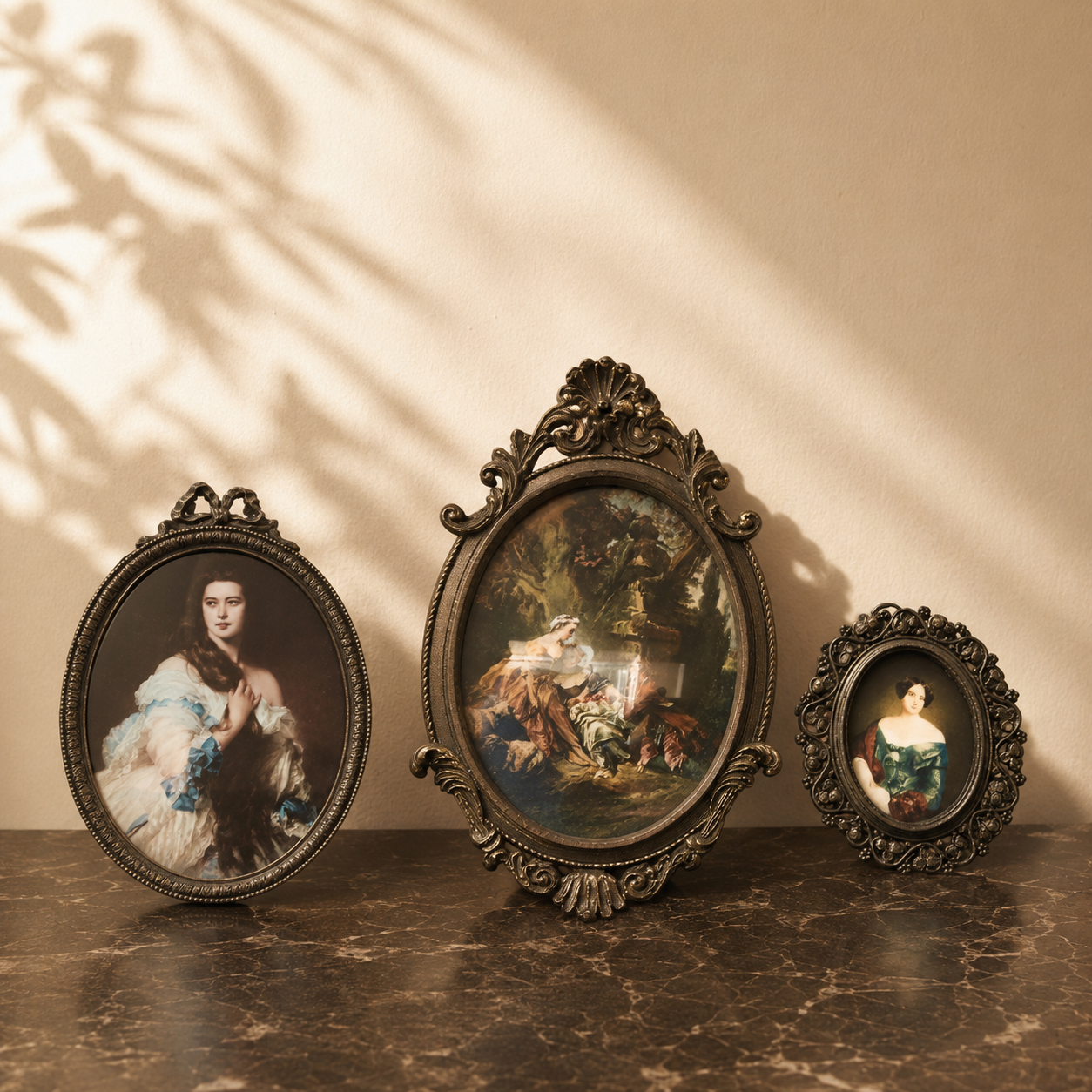 Finest Obituaries | Set of 3 Vintage Metal Picture Frames with Glass – Used, Includes Pictures