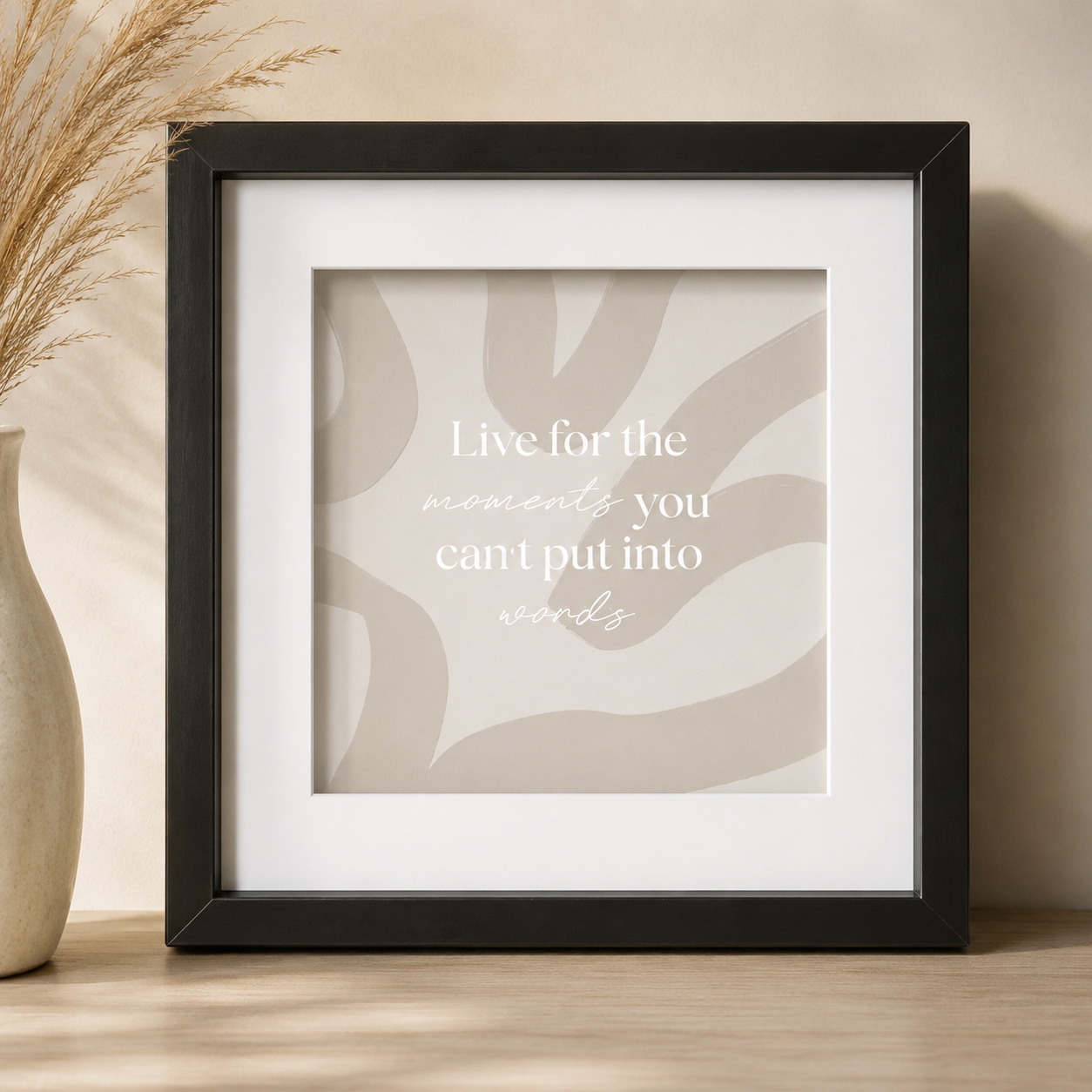Finest Obituaries | 3D-Bilderrahmen 20 × 20 cm in Schwarz mit Passepartout Distanzrahmen Holz